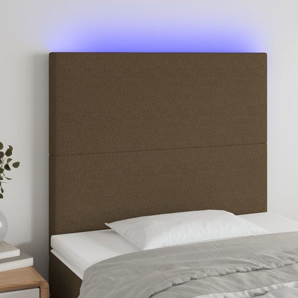 vidaXL LED Kopfteil Dunkelbraun 90x5x118/128 cm Stoff, 3122129