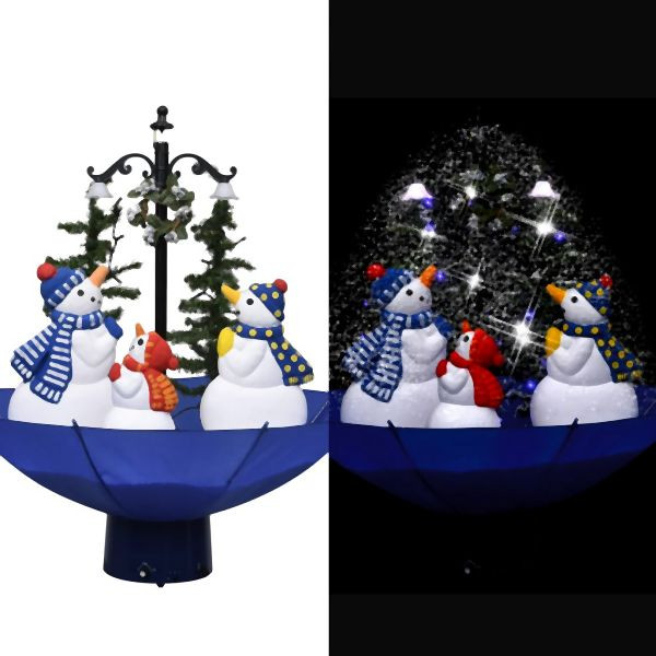 vidaXL Weihnachtsbaum mit Schnee und Schirm-Fuß Blau 75 cm PVC, 289929