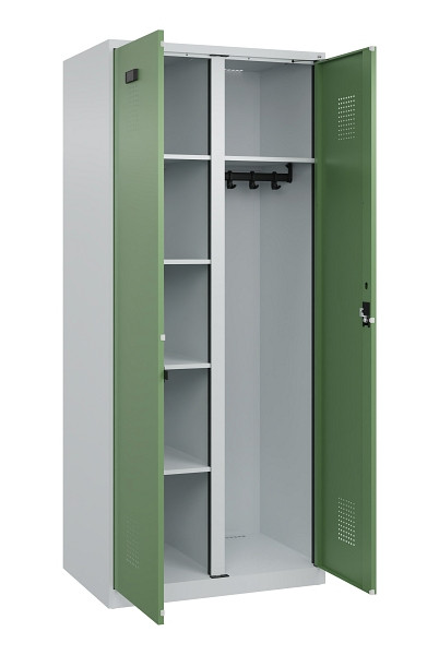 C+P Wäsche-/Garderobenspind Evolo PLUS, 2 Abteile, 1850x800x500mm, 7035/6011, Zylinderschloss, 049600-22 S10037