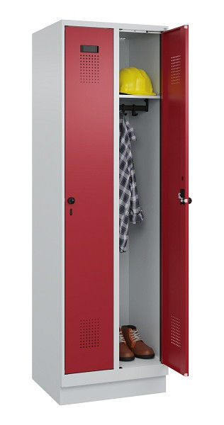 C+P Spind Evolo PLUS, mit Sockel, 2 Abteile, 1950x600x500mm, 7035/3003, Verschluss Drehriegel, Ablageböden 2, 049020-20 S10004