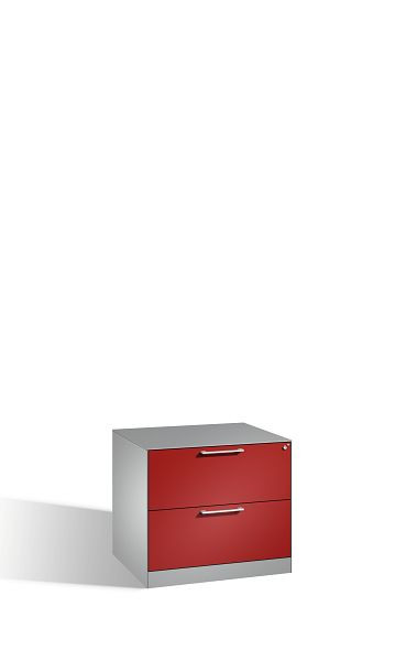 C+P Hängeregistraturschrank Asisto, H710xB800xT600mm, Farbe: Weißaluminium / Rubinrot, Bügelgriff, 146273-212 S10098