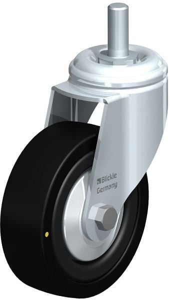 Blickle LKRA-VPA 101K-EL-FA-GS12 Apparate-Lenkrolle mit Gewindestift, Vollgummi, Schwarz, 750788