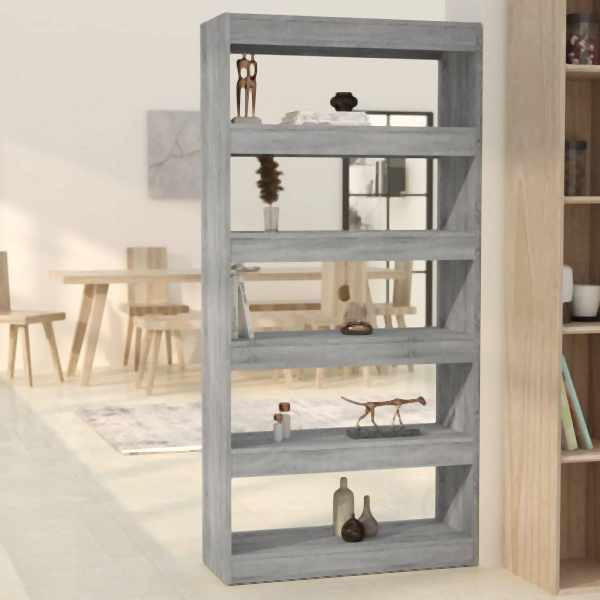 vidaXL Bücherregal/Raumteiler Grau Sonoma 80x30x166 cm Holzwerkstoff, 813624