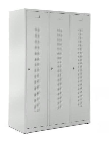 Deskin Garderobenspind SYSTEM SP1 ohne Unterbau, Korpus und Türen Lichtgrau RAL 7035, H 1700 x B 1185 x T 500 mm, Drehriegelverschluss, 330641