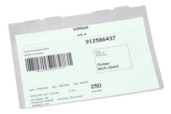 Eichner Hängetasche, Transparent, Maße: 320 x 225 mm, VE: 10 Stück, 9219-10015