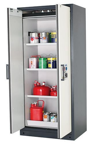asecos Feuerbeständiger Gefahrstoffschrank Select W-93, 3 Einlegeböden, Türen weiß, 200985