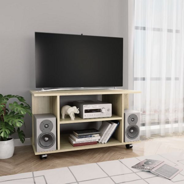 vidaXL TV-Schrank mit Rollen Sonoma-Eiche 80x40x45 cm Holzwerkstoff, 800192
