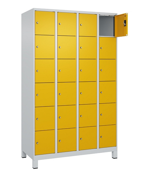 C+P Schließfachschrank Evolo PLUS, mit Füßen, 24 Fächer, 1950x1200x500mm, 7035/1004 Goldgelb, 049010-406 S10000
