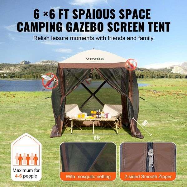 VEVOR Gartenzelt Faltpavillon Popup Zelt 4 Personen 183x183x21m  ZPSLTZS6X6FTW9616V0 gnstig versandkostenfrei online kaufen: groe Auswahl  gnstige Preise | PROFISHOP.de