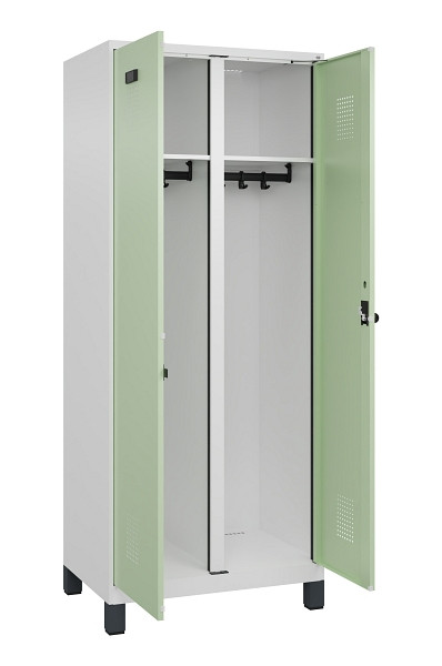 C+P Schwarz-Weiß-Spind Evolo PLUS, mit Füßen, 2 Abteile, 1950x800x500mm, 9016/6, Drehriegel, 049012-22 S10019