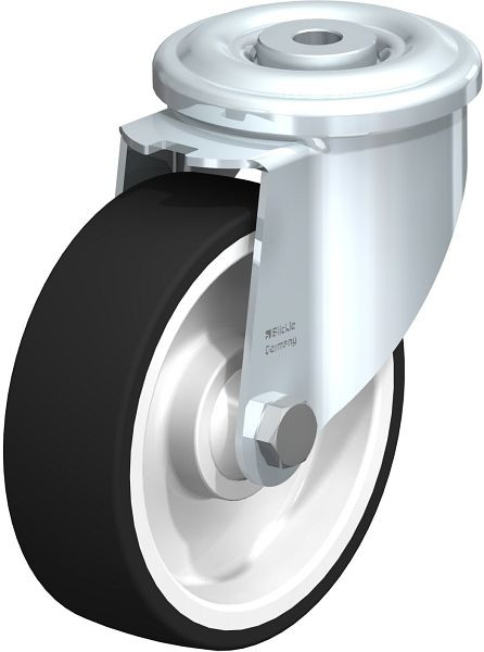 Blickle LKR-POTH 125K Stahlblech-Lenkrolle, schwere Ausführung, mit Rückenloch, Thermoplastisches Polyurethan, Grau, 537506