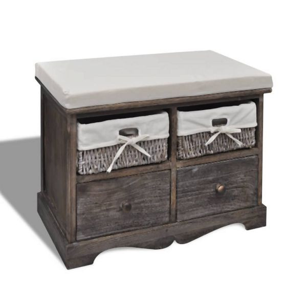 vidaXL Sitzbank mit Stauraum Braun 62×33×42 cm Paulownia Holz, 240791