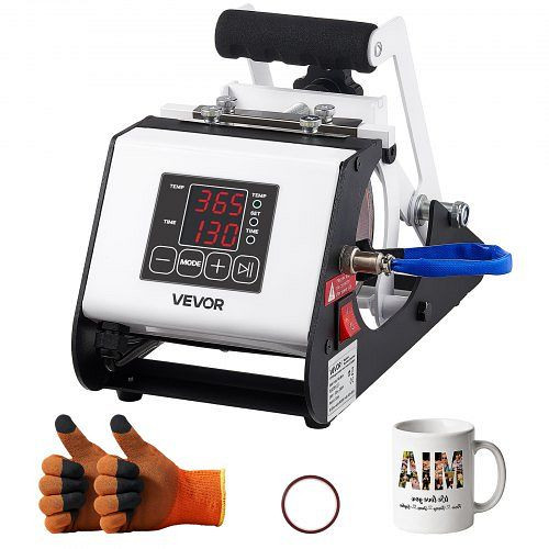 VEVOR Tassenpresse Becherdruckmaschine 444ml Weiß inkl. Klebeband & Handschuhe, einfache Temp.- & Zeiteinstellung, SDKKBJ1115OZK3P1E001V2