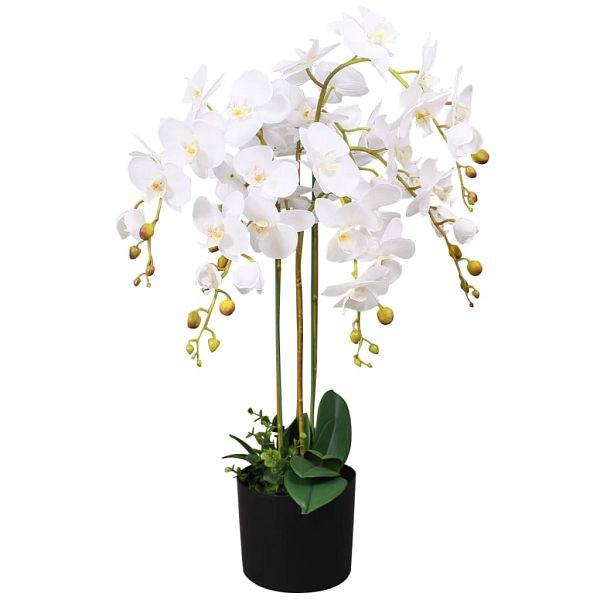 vidaXL Künstliche Orchidee mit Topf 75 cm Weiß, 244425