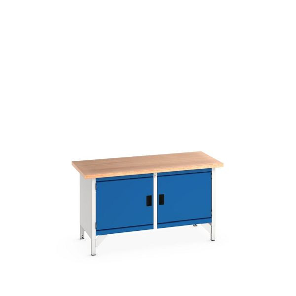 bott cubio Kastenwerkbank mit 2 Türen, Multiplex-Arbeitsplatte, BxTxH: 1500x750x840mm, Enzianblau, 41002022.11V