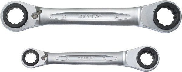 KS Tools 4 in 1 GEARplus umschaltbar Doppel-Ratschenringschlüssel-Satz, 2-teilig 21-34mm, 503.4550