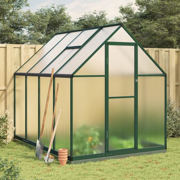 vidaXL Gewächshaus mit Fundamentrahmen Grün 224x169x202 cm Aluminimum, 3266324