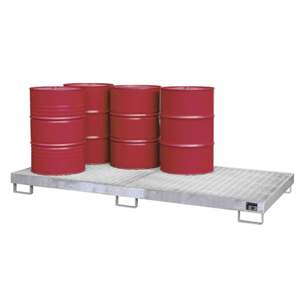 STEIN HGS Auffangwanne AW 8-12, 240 Liter, ohne Farbe, feuerverzinkt, Gesamthöhe 210 mm, feuerverzinkt, 8 x 200 Liter Fass, 79187.0018