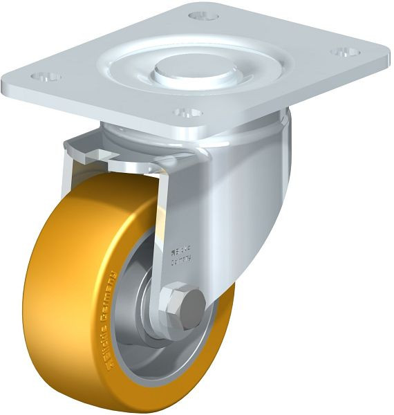 Blickle LH-ALTH 101K-3 Stahlblech-Lenkrolle, Schwerlast-Ausführung, mit Anschraubplatte, Blickle Extrathane®, Hellbraun, 652958