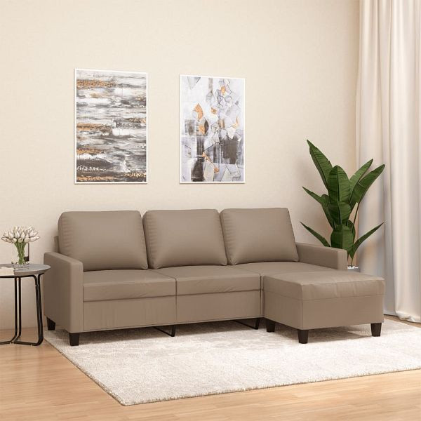 vidaXL 3-Sitzer-Sofa mit Hocker Cappuccino-Braun 180 cm Kunstleder, 3201028