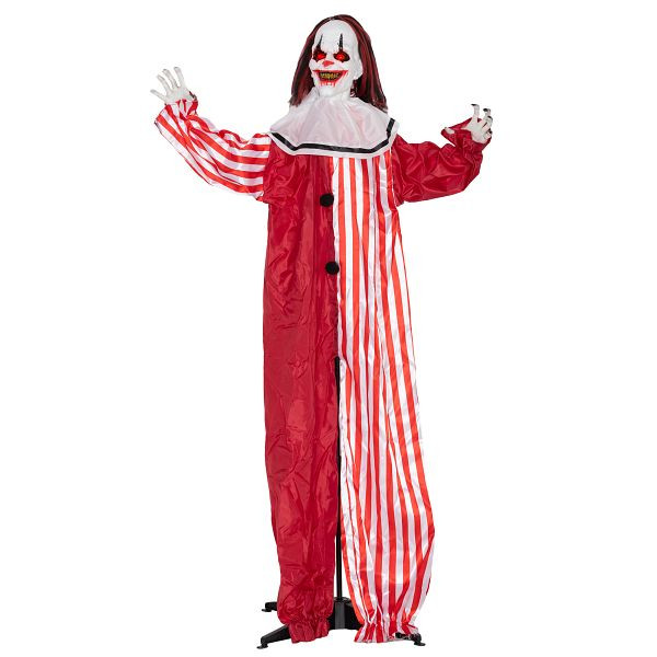 Outsunny 165 cm Halloween Dekoration Halloween Clown mit LED-Lichter, Soundfunktion Körper-Effekt, 84J-082V00RD