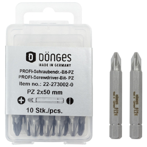Dönges PZ-BIT für Kreuzschlitzschrauben, PZ 2, Länge 50 mm, VE: 10 Stück, 128244