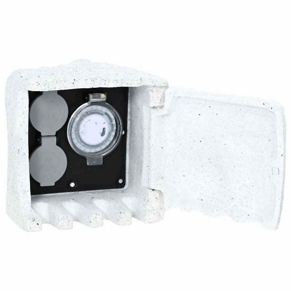vidaXL Gartensteckdosen mit Zeitschaltuhr Stein-Optik, 41230