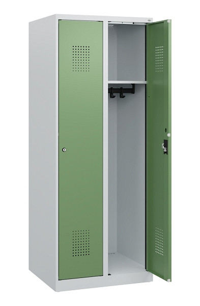 C+P Spind Evolo PLUS, 2 Abteile, 1530x600x500mm, 7035/6011, Zylinderschloss, 0490005-20 S10018