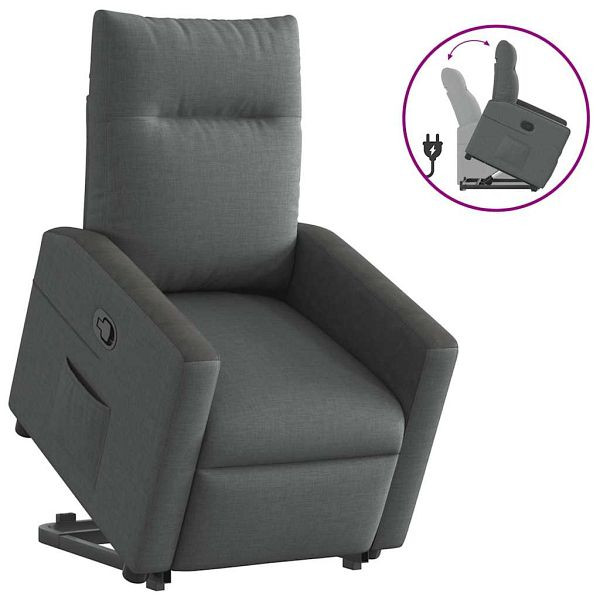 vidaXL Relaxsessel mit Aufstehhilfe Dunkelgrau Stoff, 3324053