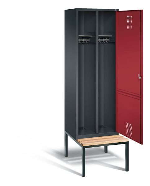 C+P Schwarz-Weiss-Spind Evolo, H2090xB610xT500mm, Farbe: Schwarzgrau / Rubinrot, 48250-20 S10090