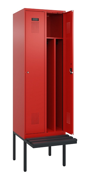 C+P Spind Evolo PLUS, 2 Abteile, 2120x600x815mm, 3020/3020, Zylinderschloss, Material Sitzfläche Kunststoff, 0490407-20F S10105