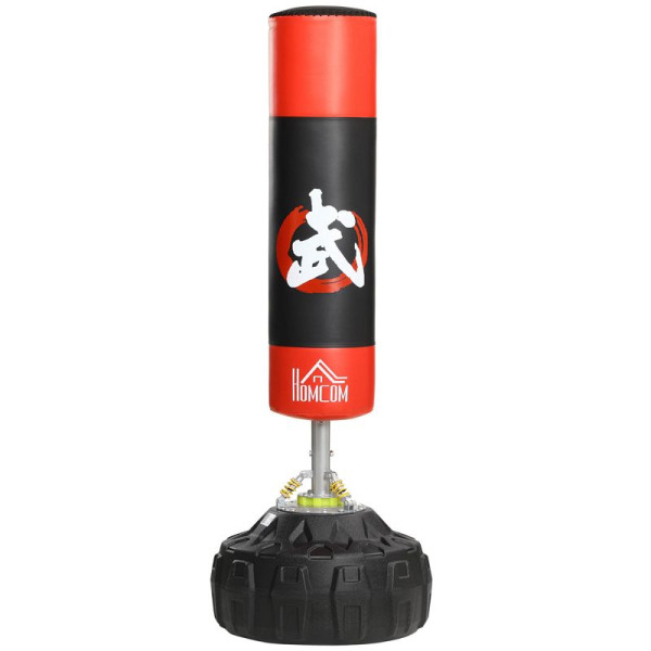 HOMCOM Standboxsack Erwachsene Freistehender Boxtrainingsgerät Boxpartner Boxassistent Training mit Saugfuß Schwarz+Rot 60x60x180 cm, A91-110