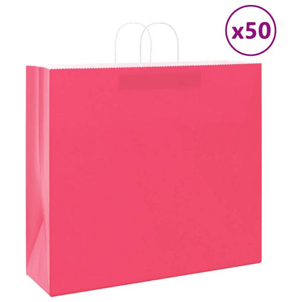 vidaXL Papiertragetaschen 50 Stück mit Henkeln Rosa 54x15x49 cm, 4101668