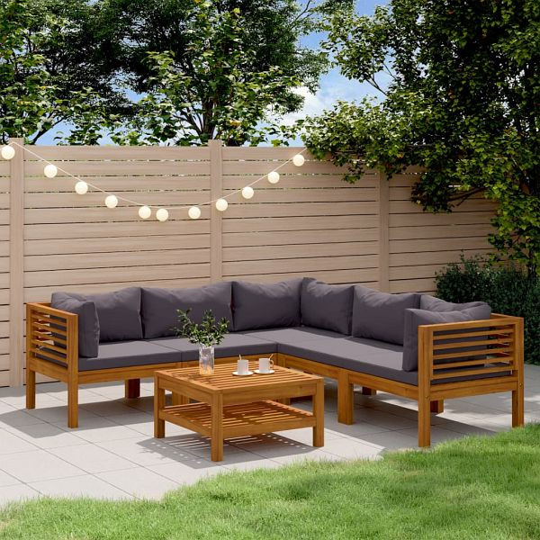 vidaXL 6-tlg. Garten-Lounge-Set mit Auflage Massivholz Akazie, 3086905