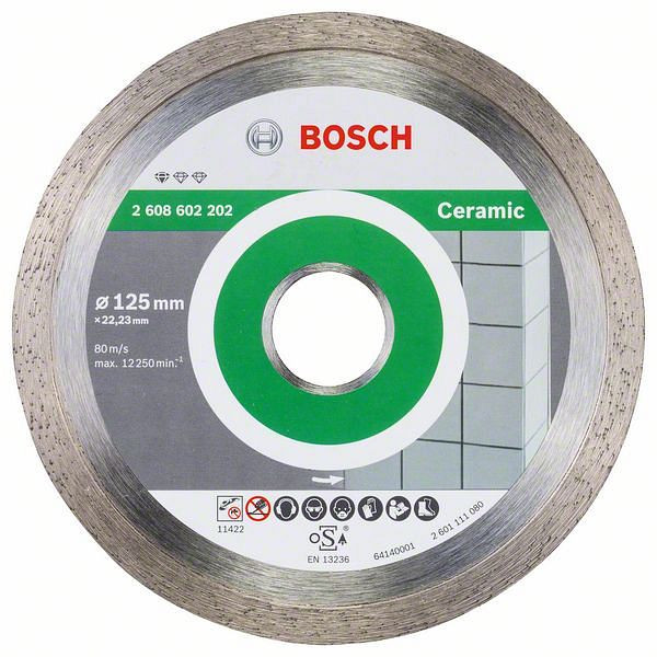 Bosch Diamanttrennscheibe Standard for Ceramic, 125 x 22,23 x 1,6 x 7 mm, 2608602202