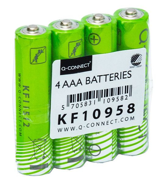 Q-Connect Batterie AAA/LR03, Nordic Swan, 4 Stück, grün, KF10958