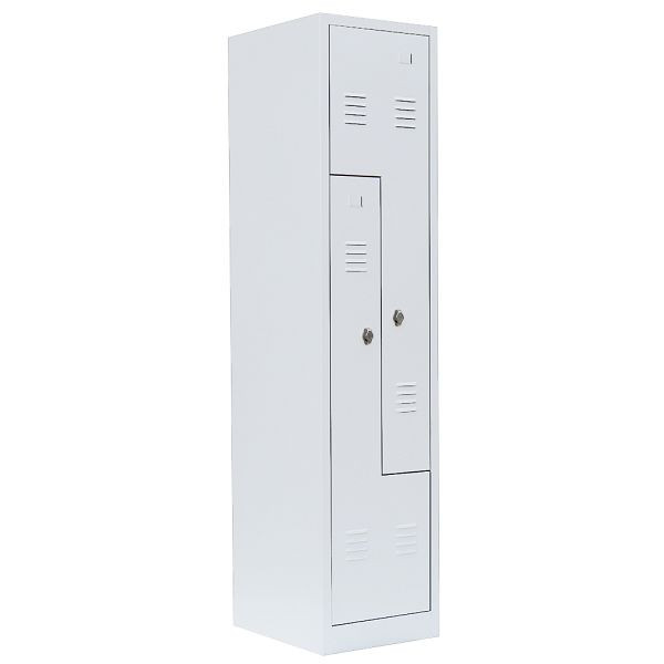 Lüllmann Stahl-Z-Kleiderschrank, 1800 x 415 x 500 mm, signalweiß, 525107