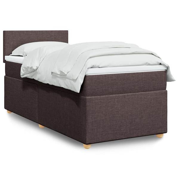 vidaXL Boxspringbett mit Matratze Dunkelbraun 90x200 cm Stoff, 3286559