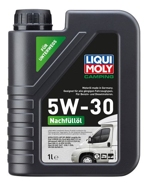 LIQUI MOLY Camping Nachfüllöl 5W-30, Kanister Kunststoff, VE: 1 Liter, 21814