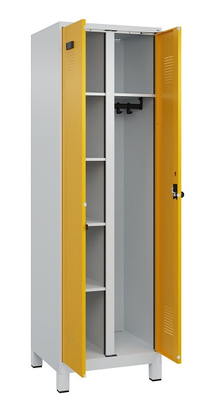 C+P Wäsche-/Garderobenspind Evolo PLUS, mit Füßen, 2 Abteile, 1950x600x500mm, 7, Frontfarbe RAL 1004 Goldgelb, Drehriegel, 049610-20 S10000