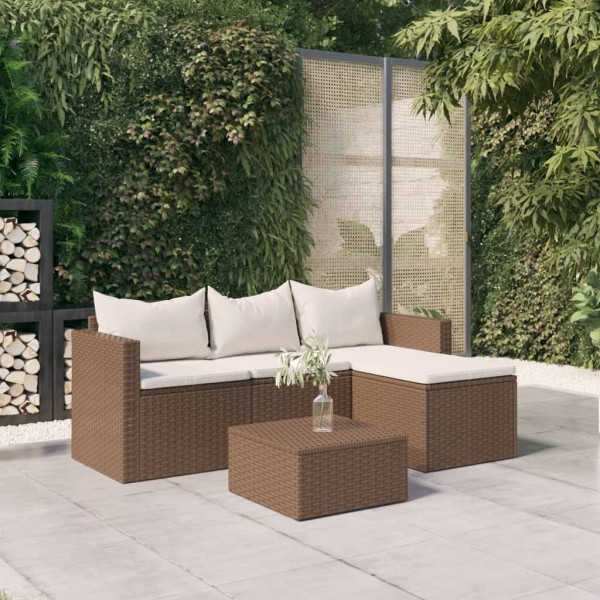 vidaXL Garten-Lounge-Set Braun Poly Rattan, Polyester, 362329