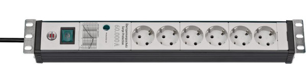 Brennenstuhl Premium-Line 60.000A Überspannungsschutz-Steckdosenleiste 6-fach schwarz/lichtgrau 3m H05VV-F 3G1,5 19" Format, 1156057696