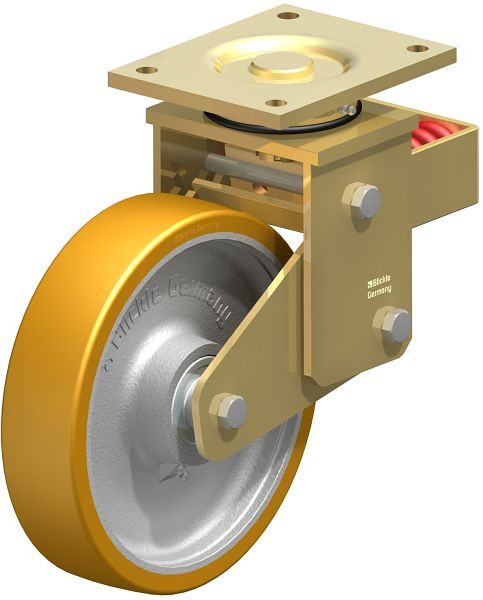 Blickle LSFN-GTH 250K Stahlgeschweißte Schwerlast-Lenkrolle mit Stahlfeder, Blickle Extrathane®, Hellbraun, 285965