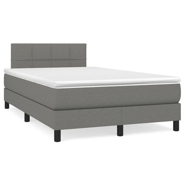 vidaXL Boxspringbett mit Matratze & LED Dunkelgrau 120x190 cm Stoff, 3270040