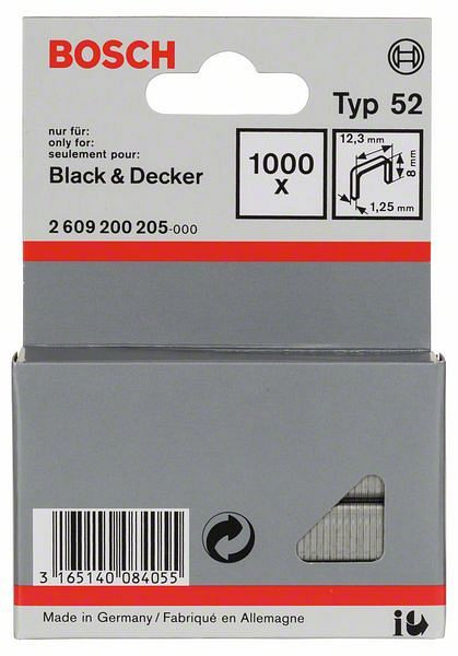 Bosch Flachdrahtklammer Typ 52, 12,3 x 1,25 x 8 mm, 1000er-Pack, 2609200205