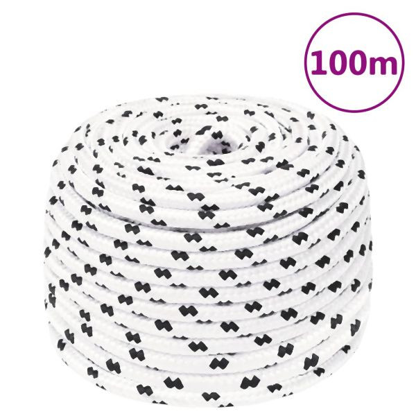 vidaXL Arbeitsseil Weiß 10 mm 100 m Polyester, 152773, 8720287130529