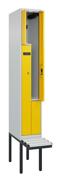 C+P Z-Spind Evolo PLUS, Bank, 2 Fächer, 2120x300x815mm, 7035/1023, Zylinderschloss, Material Sitzfläche Kunststoff, 0490437-102 S10077