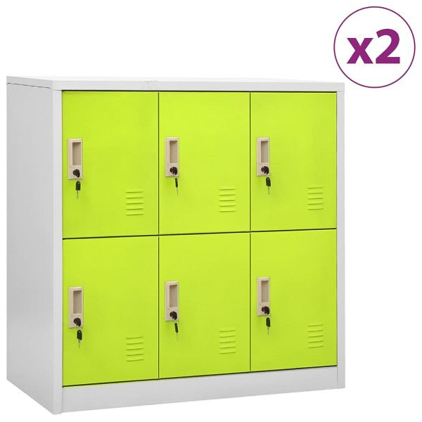 vidaXL Schließfachschränke 2 Stück Hellgrau und Grün 90x45x92,5cm Stahl, 3095234