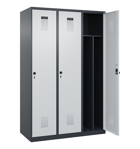 C+P Spind Evolo PLUS, 3 Abteile, 1850x1200x500mm, 7016/7035, Verschluss Drehriegel, 049000-32F S10017