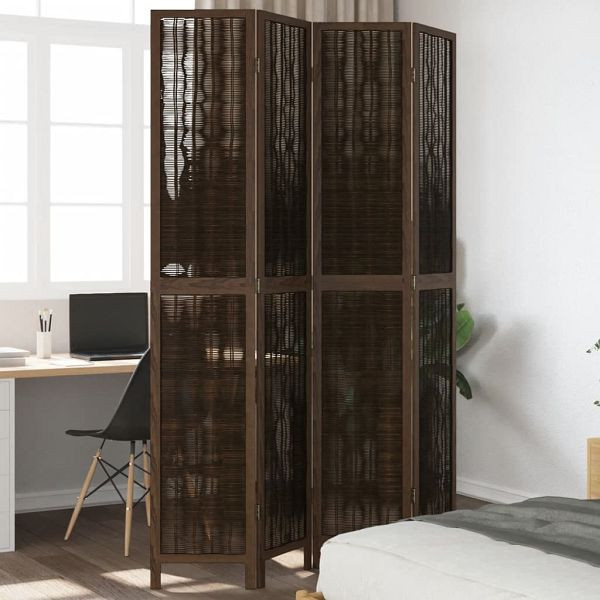 vidaXL 4-teilig Raumteiler Dunkelbraun Massivholz Paulownia, 358660